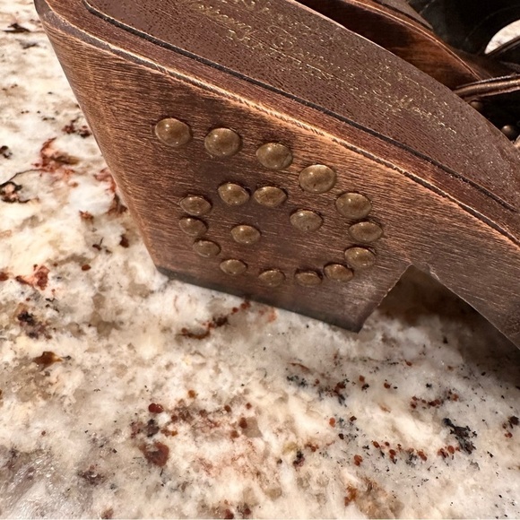 𝅺Donald J Pliner heels clogs slip ons espresso bronze metallic western size 8 - Picture 8 of 13